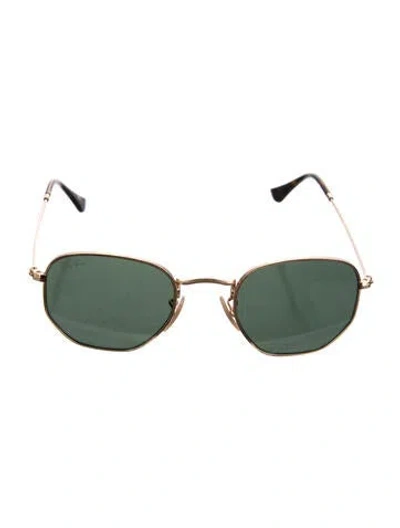 Pre-owned Ray Ban Square Tinted Sunglasses In Gold