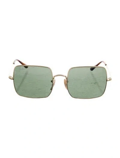 Pre-owned Ray Ban Square Tinted Sunglasses In Gold