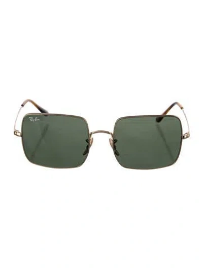 Pre-owned Ray Ban Square Tinted Sunglasses In Gold