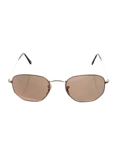 Pre-owned Ray Ban Square Tinted Sunglasses In Gold