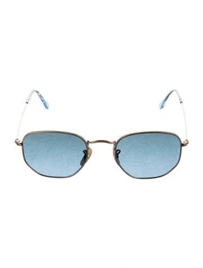Pre-owned Ray Ban Square Tinted Sunglasses In Gold