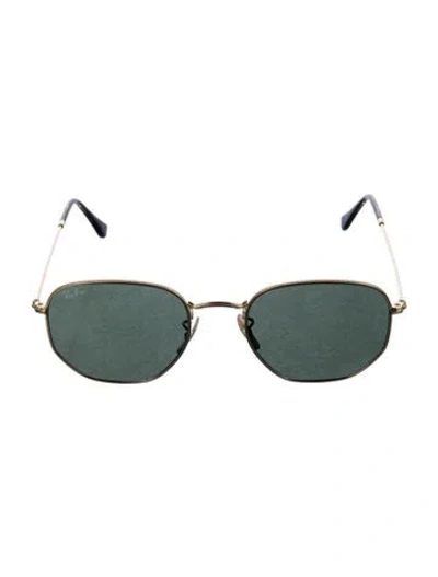 Pre-owned Ray Ban Square Tinted Sunglasses In Gold