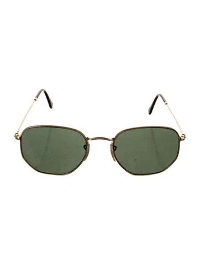 Pre-owned Ray Ban Square Tinted Sunglasses In Gold