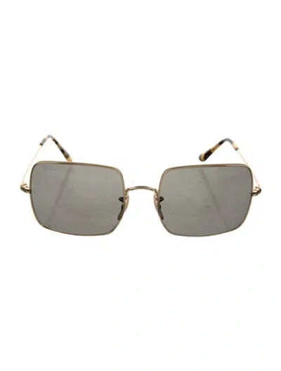Pre-owned Ray Ban Square Tinted Sunglasses In Gold