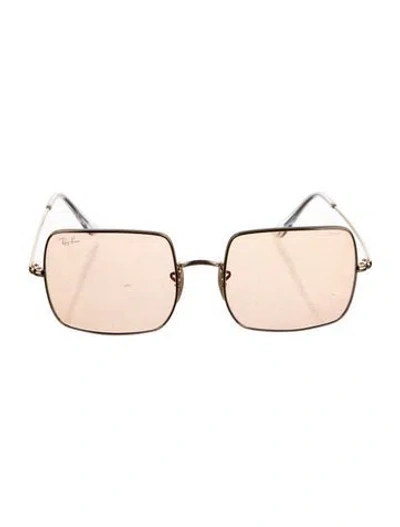Pre-owned Ray Ban Square Tinted Sunglasses In Gold