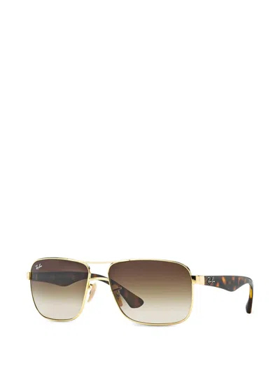 Ray Ban Square-frame Double-bridge Sunglasses In Gold