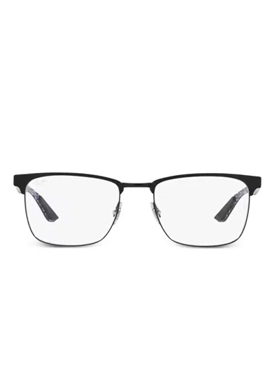 Ray Ban Square-frame Half-rim Glasses In Black