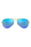 Ray Ban Standard Icons 58mm Mirrored Polarized Aviator Sunglasses In Gold/ Blue Mirror