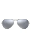 Ray Ban Ray-ban Standard Icons 58mm Mirrored Polarized Aviator Sunglasses In Silver/silver Mirror