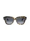 Ray Ban State Street Fleck Sunglasses Yellow Havana Frame Grey Lenses 52-20 In Brown