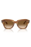 Ray Ban Ray-ban State Street 49mm Gradient Square Sunglasses In Striped Brown