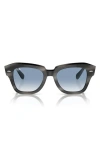 Ray Ban Ray-ban State Street 49mm Gradient Square Sunglasses In Striped Gray/ Gradient Blue