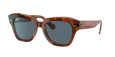 Ray Ban State Street @collection Sunglasses Havana On Transparent Beige Frame Blue Lenses 49-20 In Havana Auf Beige Transparent