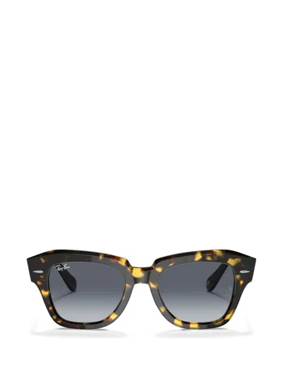 Ray Ban State Street Fleck Sunglasses Yellow Havana Frame Grey Lenses 52-20