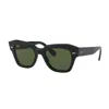 Ray Ban Doreen Sunglasses Black Frame Green Lenses 52-20 In Black