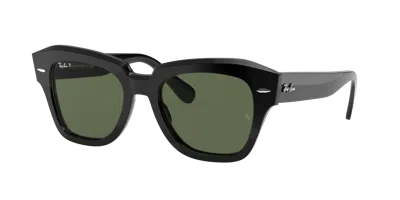 Ray Ban State Street Sunglasses Black Frame Green Lenses Polarized 52-20