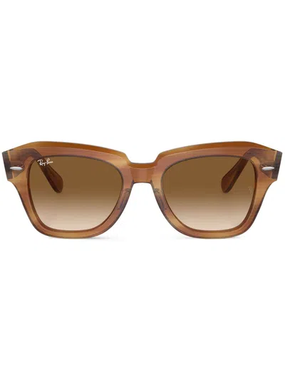Ray Ban State Street Square-frame Sunglasses In Brown