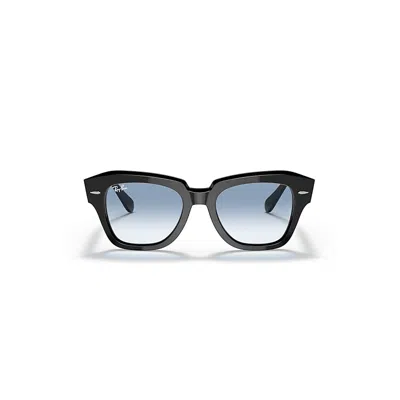 Ray Ban State Street Sunglasses Black Frame Blue Lenses 49-20