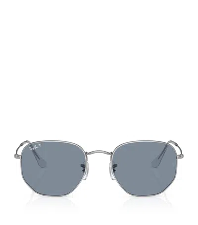 Ray Ban Ray-ban Mens Silver Rb3548n Hexagonal-frame Steel Sunglasses