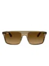 Ray Ban Rb2222 Sunglasses Striped Green Frame Brown Lenses 57-20 In Brown