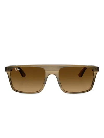 RAY BAN STRIPED-PATTERN SQUARE-FRAME SUNGLASSES