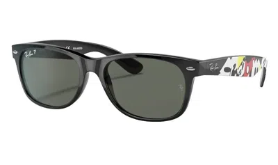 Pre-owned Ray Ban Sunglass Disney Mickey Wayfarer Rb2132 6446 J19 55mm Black Polarized In Gray