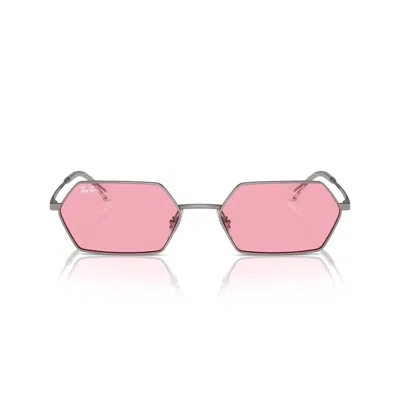 Ray Ban Yevi Bio-based Sunglasses Gunmetal Frame Pink Lenses 55-18