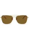 Ray Ban Caravan Reverse Sonnenbrillen Arista Gold Fassung Braun Glas Polarisiert 58-15 In Gold