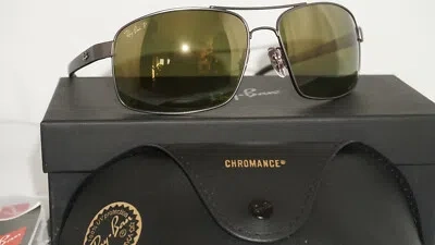 Pre-owned Ray Ban Sunglasses Aviator Gunmetal Gold Mirror Polarized Rb360-ch 029/6o 62 15 In Blue