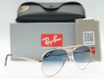 Pre-owned Ray Ban Ray-ban Sunglasses Aviator Rb 3625 9202/3f 58-14 Rose Gold Frame Blue Lenses