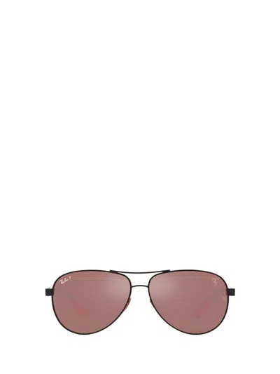 Ray Ban Ray-ban Womens Black Rb8331m Scuderia Ferrari Pilot-frame Metal Sunglasses