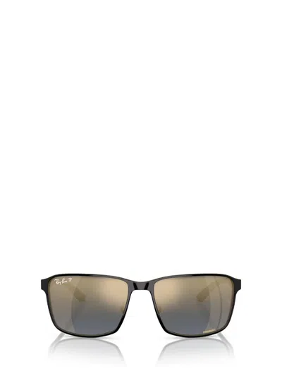 Ray Ban Womens Black Rb3721ch Chromance Square-frame Metal Sunglasses In Black On Black