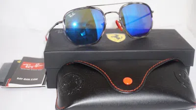 Pre-owned Ray Ban Sunglasses Ferrari Gray Round Blue Mirror Rb3748m F03668 52 22 140