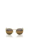 Ray Ban Round Metal Chromance Sunglasses Gold Frame Brown Lenses Polarized 50-21 In Gold