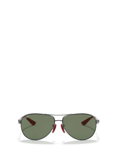 Ray Ban Sunglasses Male Rb8331m Scuderia Ferrari Collection - Dark Carbon Frame Green Lenses 61-13 In Carbon Dunkel