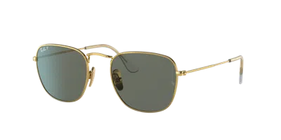 Ray Ban Frank Titanium Sunglasses Gold Frame Green Lenses Polarized 51-20