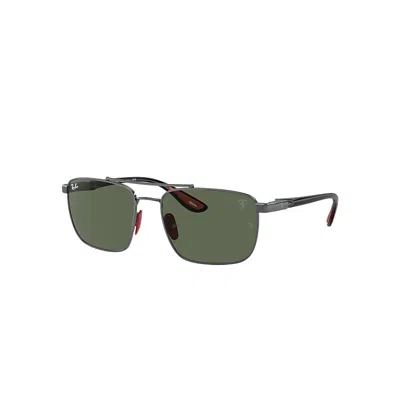 Ray Ban Sunglasses Male Rb3715m Scuderia Ferrari Collection - Black Frame Green Lenses 58-18