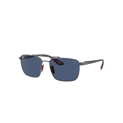 Ray Ban Rb3715m Scuderia Ferrari Collection Sunglasses Grey Frame Blue Lenses 58-18