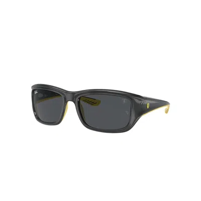 Ray Ban Sunglasses Male Rb4405m Scuderia Ferrari Collection - Grey On Yellow Frame Grey Lenses 59-19