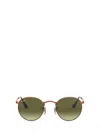Ray Ban Womens Gold Rb3447 Round-frame Metal Sunglasses In Medium Bronze