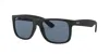 Ray Ban Justin Classic Sunglasses Black Frame Blue Lenses Polarized 55-16 In Nero/blu