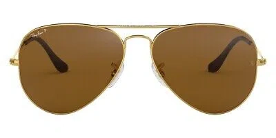 Pre-owned Ray Ban Ray-ban Sunglasses Rb3025 001/57 Gold Aviator Metal Brown Classic Polarized
