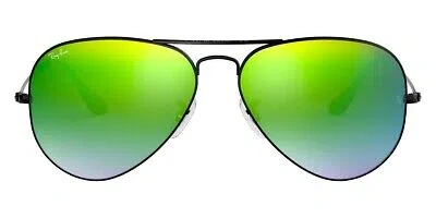 Pre-owned Ray Ban Ray-ban Sunglasses Rb3025 002/4j Black Aviator Green Gradient Mirrored 55mm In Green Mirror