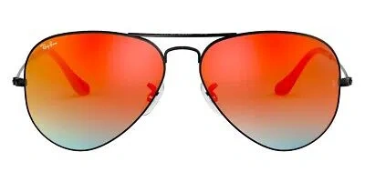 Pre-owned Ray Ban Ray-ban Sunglasses Rb3025 002/4w Black Aviator Orange Mirrored Gradient 58mm