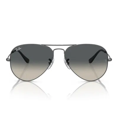 Ray Ban Sunglasses Rb3025 004/71 Aviator Gradient Gunmetal/grey Fade Unisex In Silver