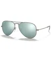 Ray Ban Sunglasses, Rb3025 Aviator Mirror In Gunmetal Matte,silver Mirror