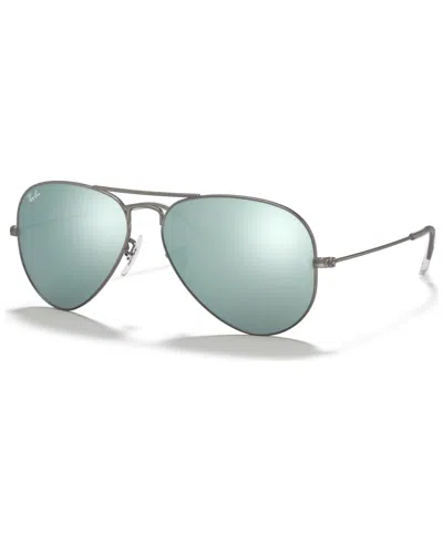 Ray Ban Sunglasses, Rb3025 Aviator Mirror In Gunmetal Matte,silver Mirror