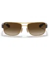 Ray Ban Sunglasses, Rb3522 In Gold,brown Grad