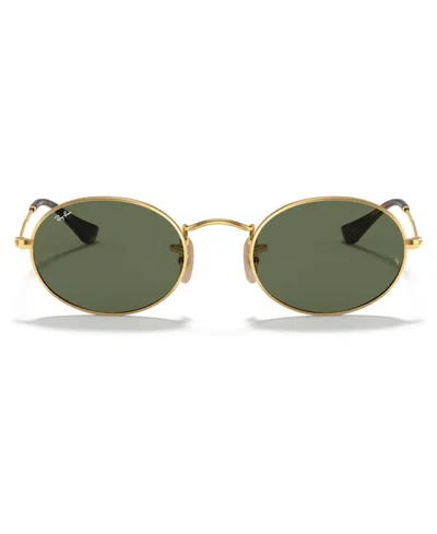 Ray Ban Sunglasses, Rb3547n Oval Flat Lenses In Gold,green
