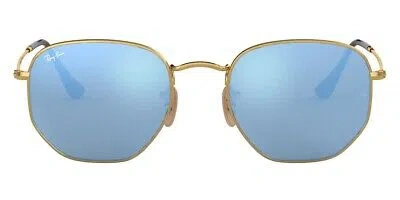 Pre-owned Ray Ban Ray-ban Sunglasses Rb3548n 0019o Gold Hexagonal Blue Gradient Non-polarized 48mm